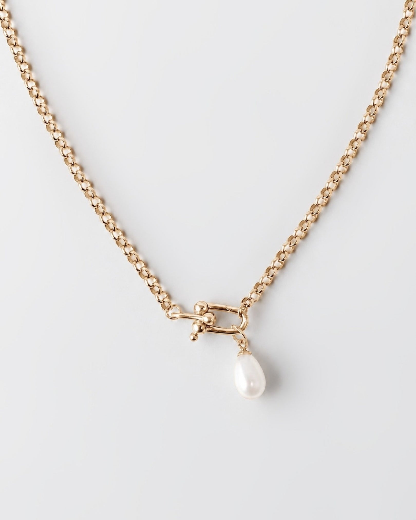 Droplet Pearl Pendant Necklace | Gold