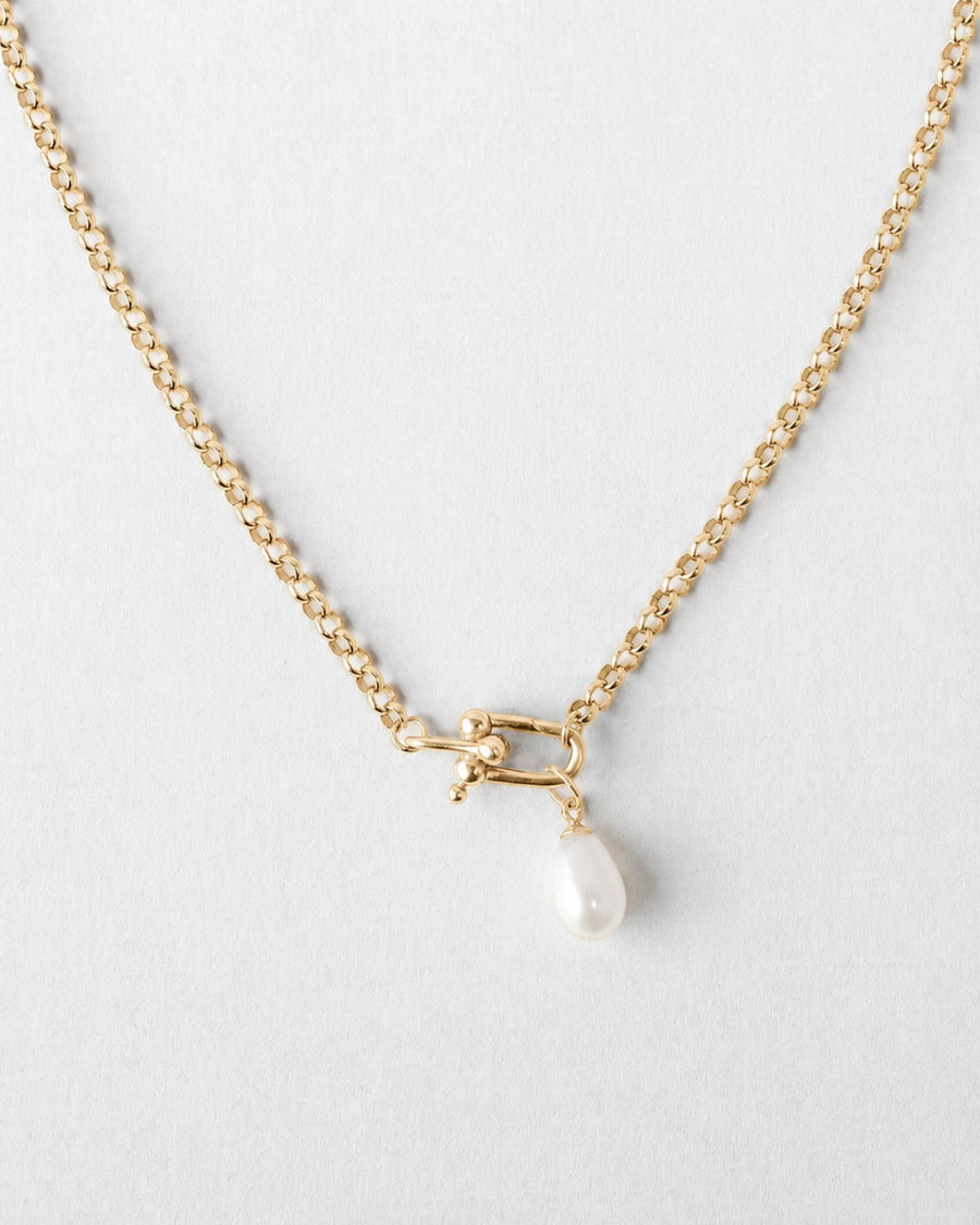 Droplet Pearl Pendant Necklace | Gold