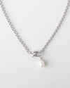 Droplet Pearl Pendant Necklace | Silver