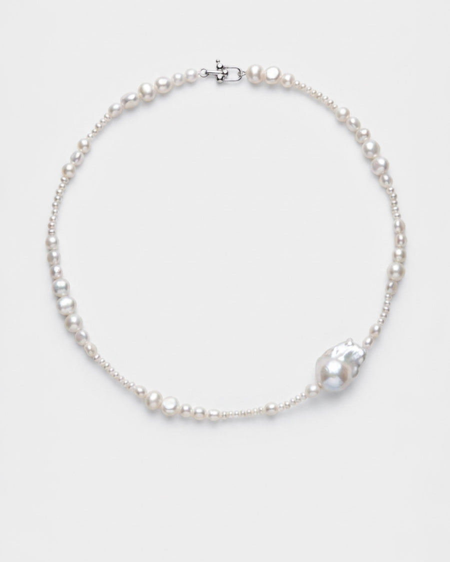 Tide Pearl Necklace | Silver